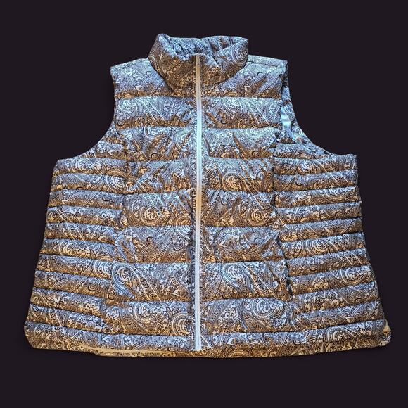 Lands End Women's Paisley Down Puffer Vest, Size 2XL - Picture 1 of 4